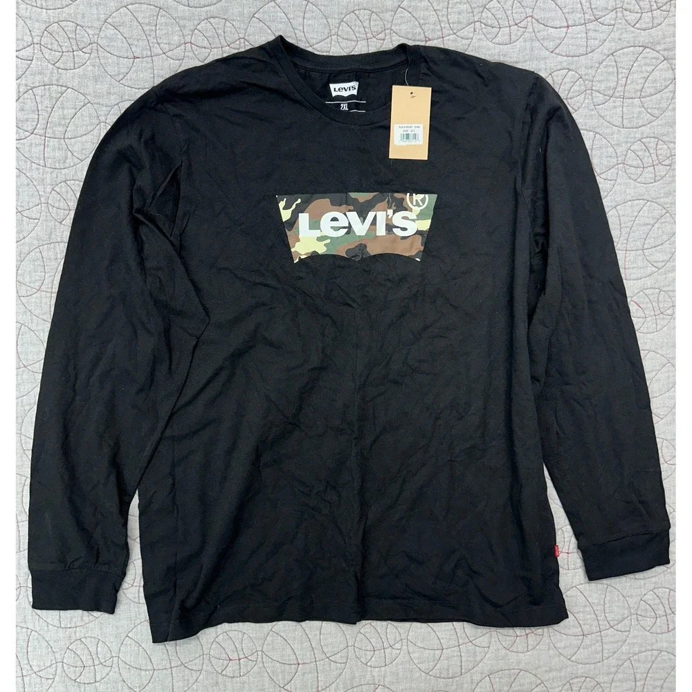 Levis Long Sleeve Shirt Black Camo Logo / Mens 2XL